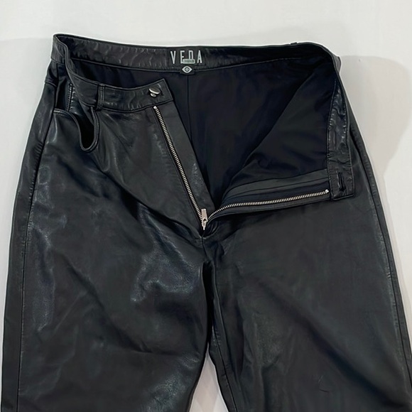 VEDA, Black Leather Pants Size 12 - Picture 7 of 7